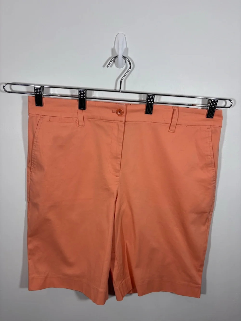 TALBOTS Perfect Short 10½” NEW Size 14 Orange stretch twill knee length